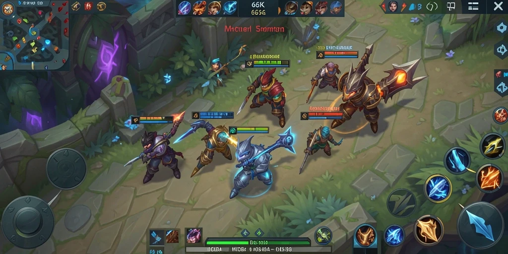 Screenshot gameplay MOBA yang menegangkan di 66K.