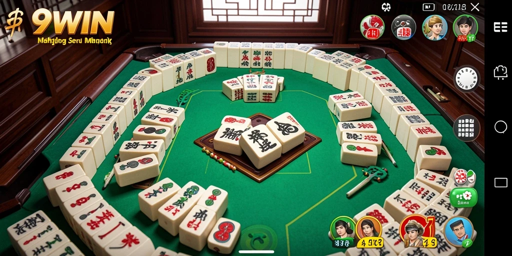 Screenshot gameplay 9WIN menampilkan serunya permainan Mahjong.