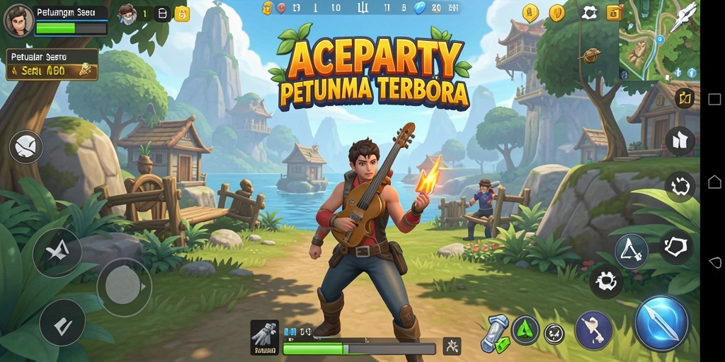 Tangkapan layar menunjukkan gameplay seru di dunia terbuka ACEPARTY.