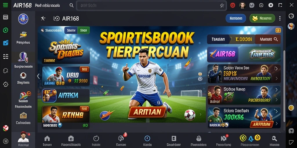 Tampilan utama AIR168 dengan berbagai opsi taruhan olahraga.