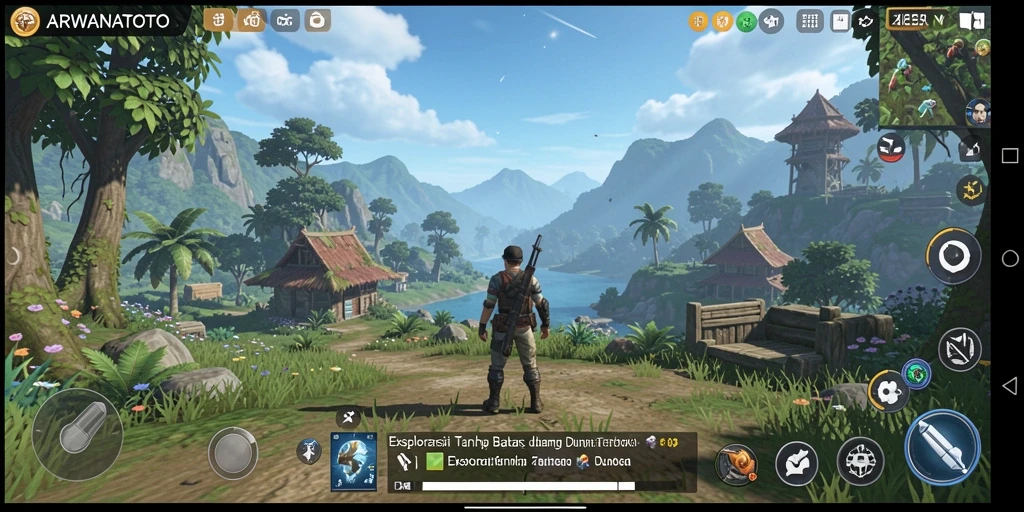 Tampilan gameplay ARWANATOTO dengan dunia yang luas dan penuh petualangan.