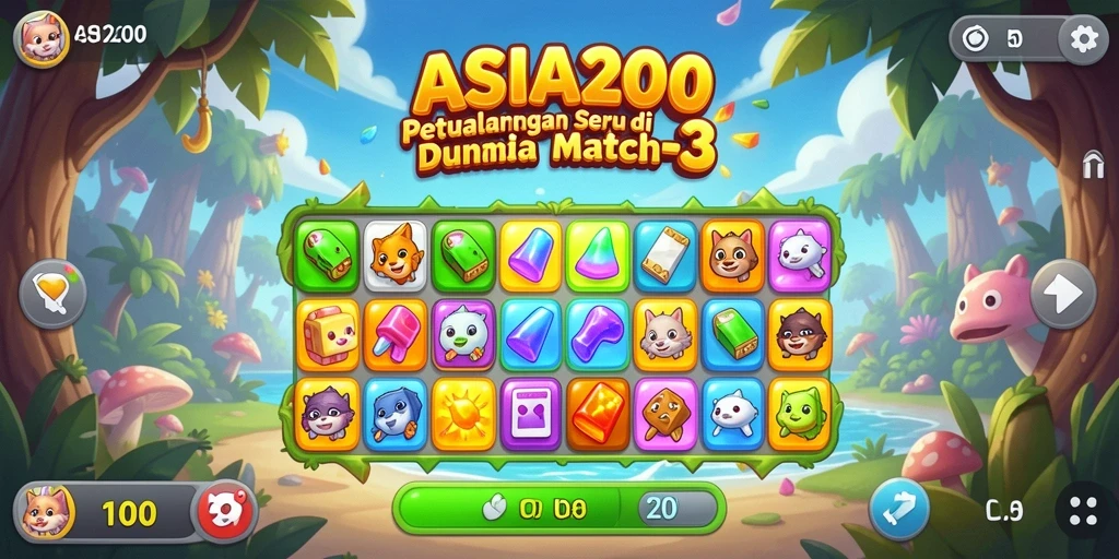Screenshot gameplay ASIA200 yang menunjukkan momen mencocokkan elemen.