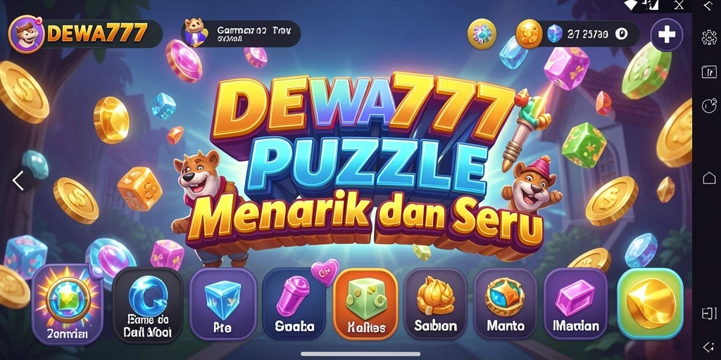 Tampilan gameplay DEWA777 yang penuh warna dan menantang teka-teki.