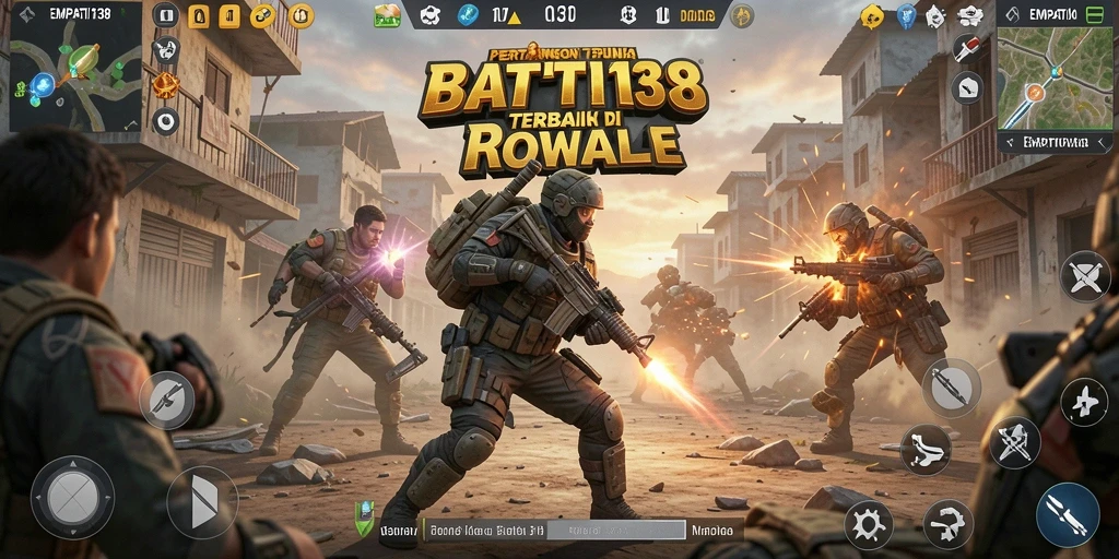 Screenshot gameplay EMPATI138 menampilkan aksi seru dalam arena Battle Royale.