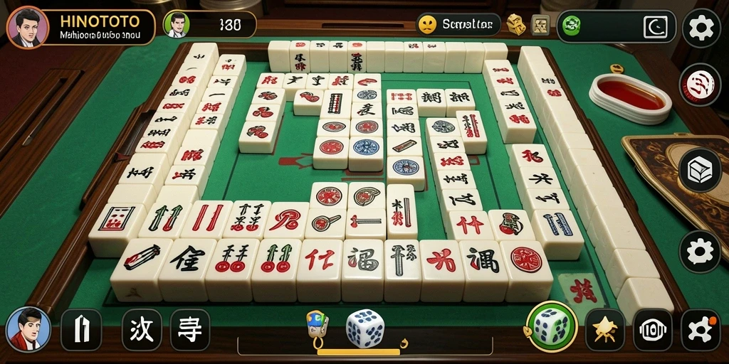 Screenshot HINOTOTO menampilkan gameplay Mahjong yang menarik.