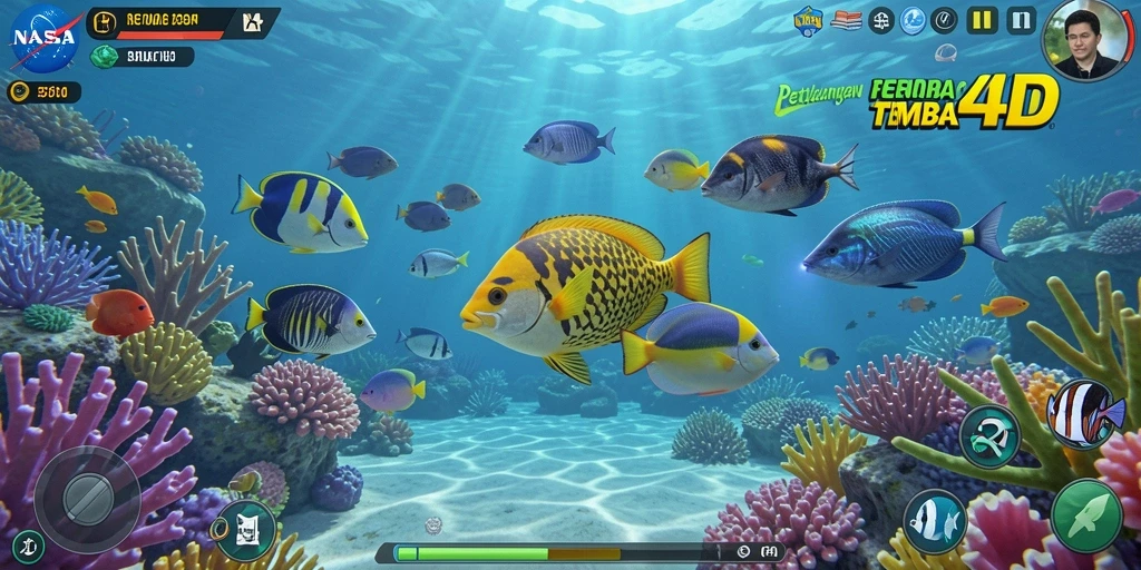 Gameplay seru dalam NASA4D dengan banyak ikan untuk ditangkap.
