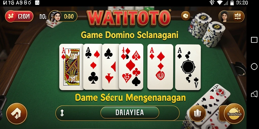 Screenshot utama menunjukkan keseruan gameplay Domino WATITOTO.