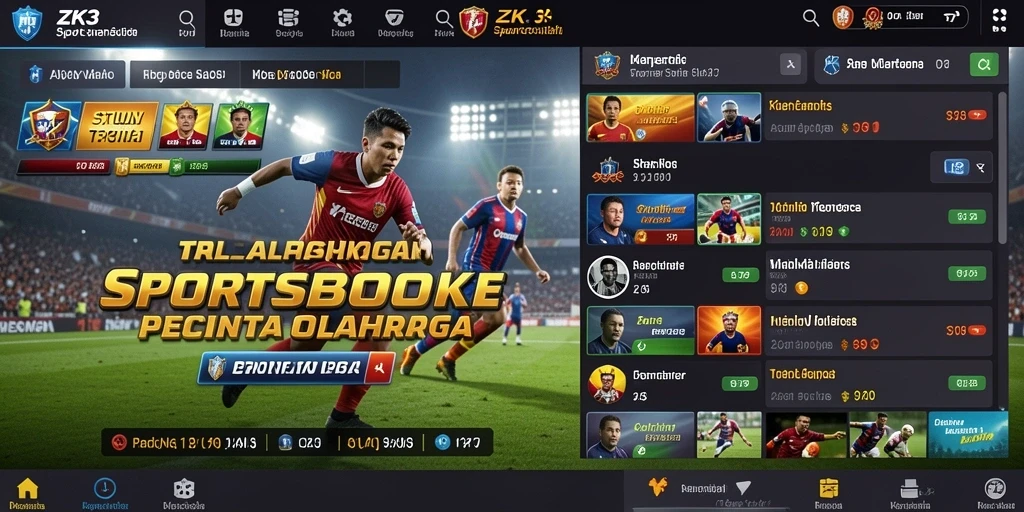 Tampilan antarmuka ZK3 dengan fitur taruhan olahraga yang menarik.